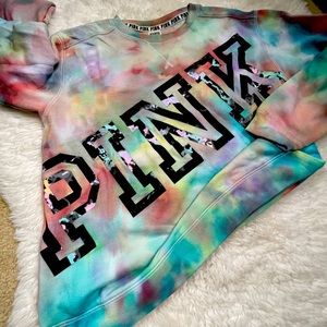 PINK by Victoria's Secret Tie Dye Multicolored Crewneck Sweatshirt